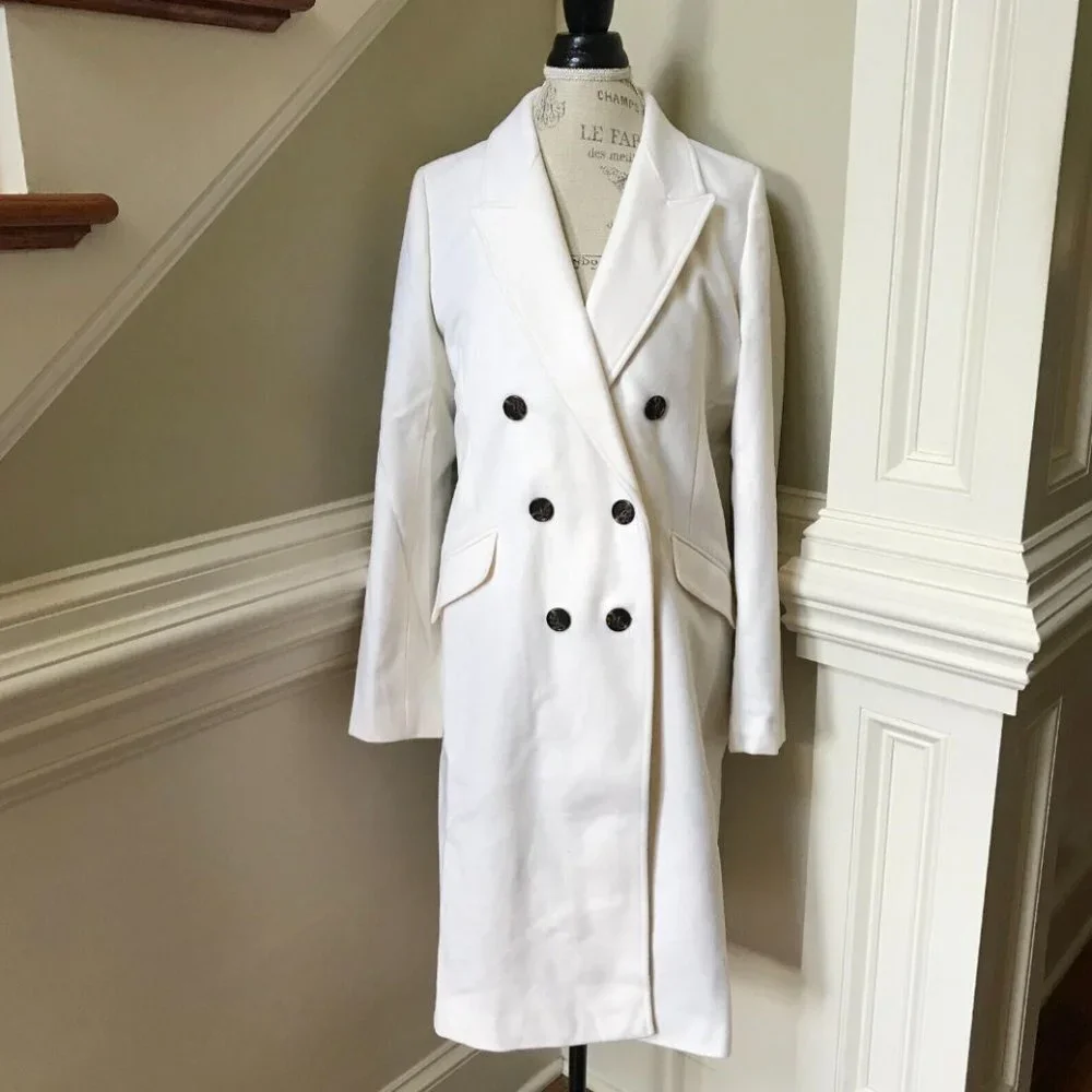 NWT JCrew Double Breasted Top Coat Womens 2 Ivory Cream Italian Cloth Wool NEW - Picture 4 of 13